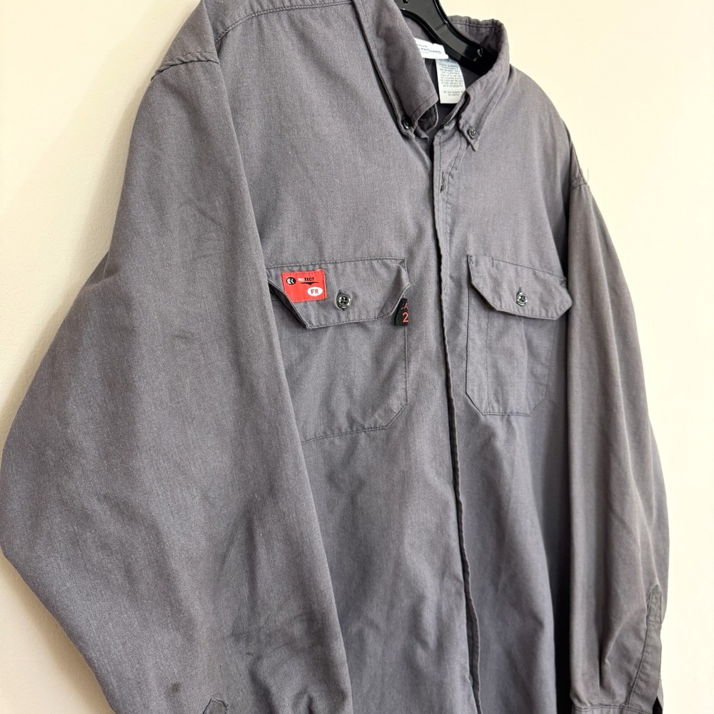GK Services Protect FR Cat 2 Grey Long Sleeve Button Down Shirt Size L